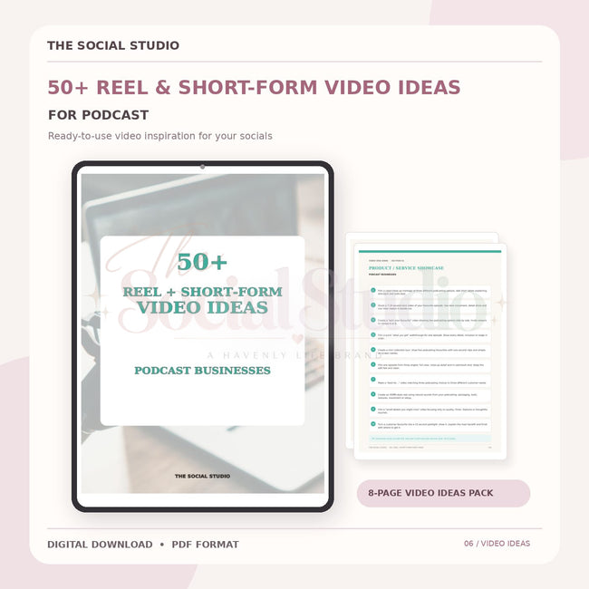Podcasts – Reels & Short-Form Video Ideas Pack | The Social Studio