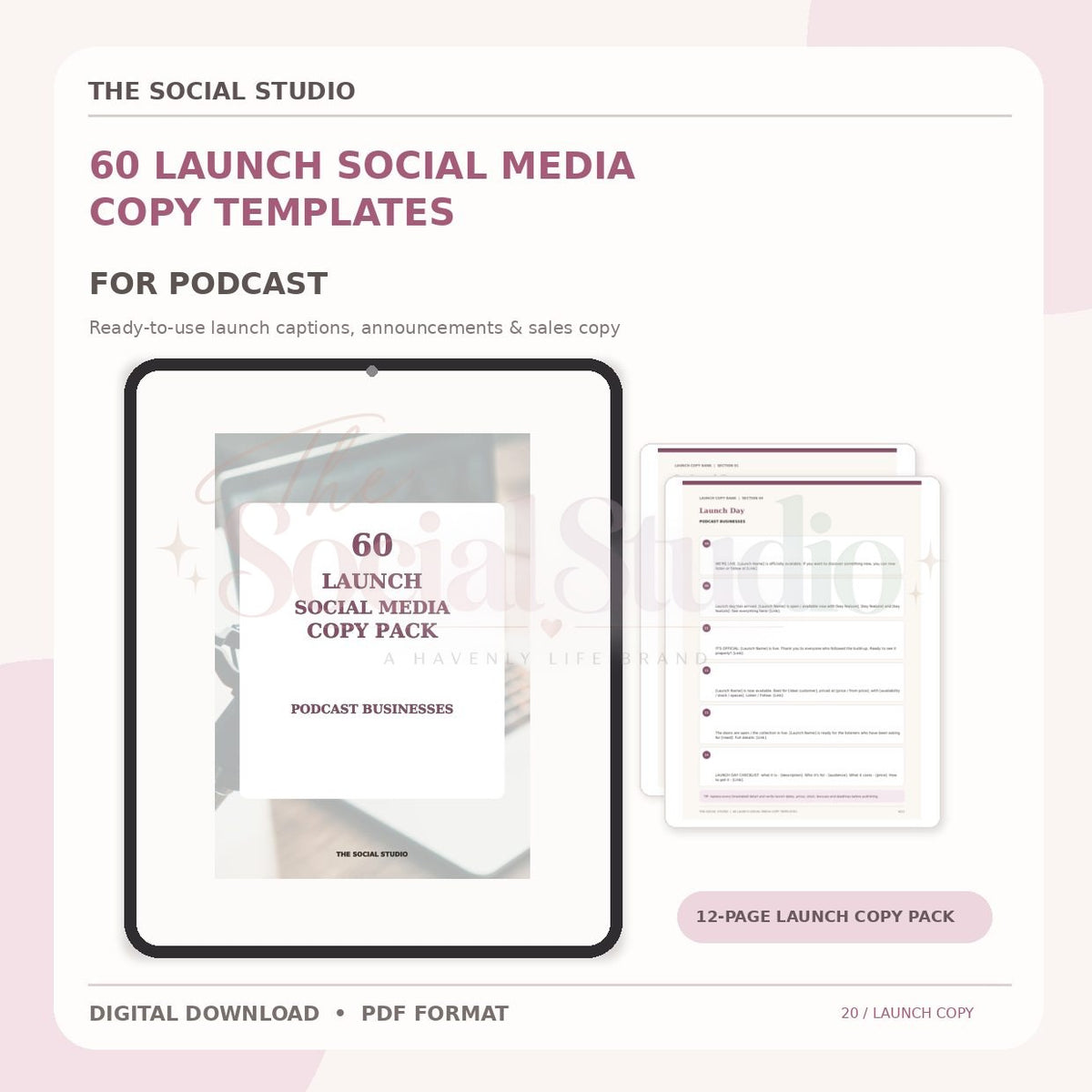Podcasts – Launch Social Media Copy Pack | The Social Studio