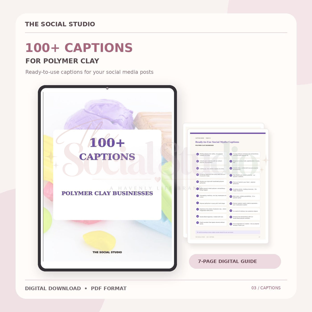 Polymer Clay – Caption Pack | The Social Studio