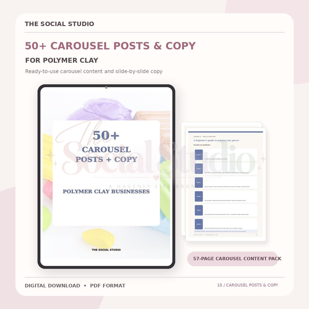 Polymer Clay – Carousel Ideas & Copy Pack | The Social Studio