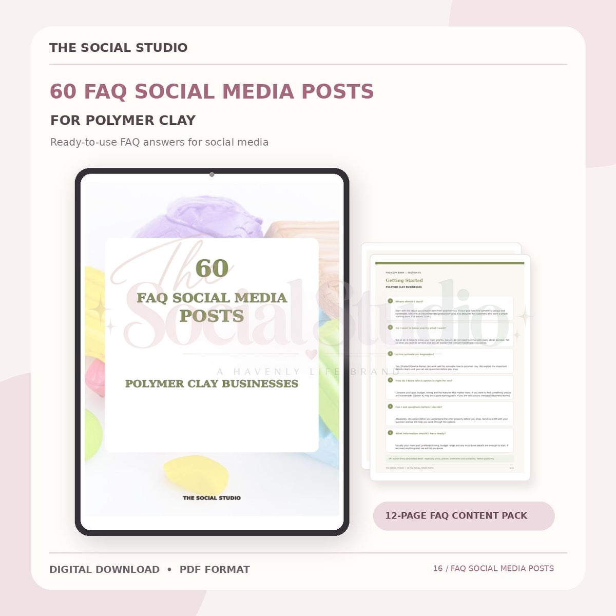 Polymer Clay – FAQ Social Media Post Pack | The Social Studio
