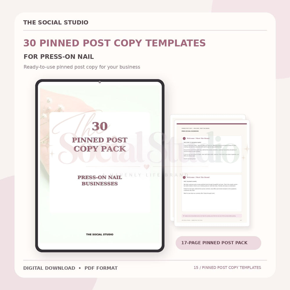 Press-On Nails – Pinned Post Copy Pack | The Social Studio