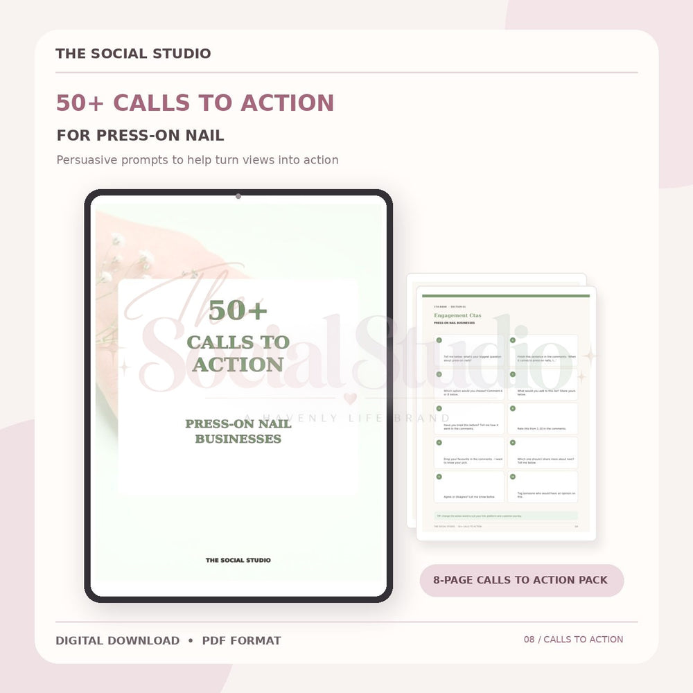 Press-On Nails – Calls to Action Pack | The Social Studio