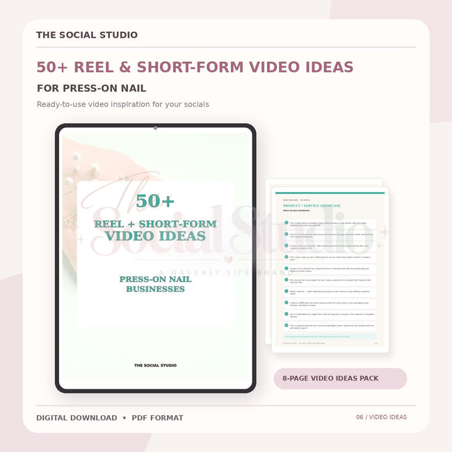 Press-On Nails – Reels & Short-Form Video Ideas Pack | The Social Studio