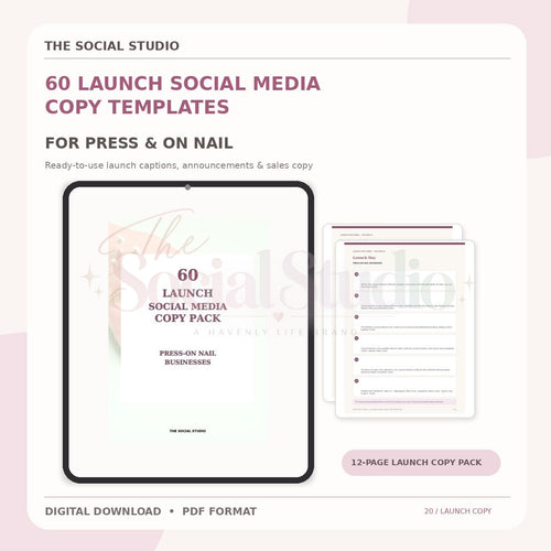 Press-On Nails – Launch Social Media Copy Pack | The Social Studio
