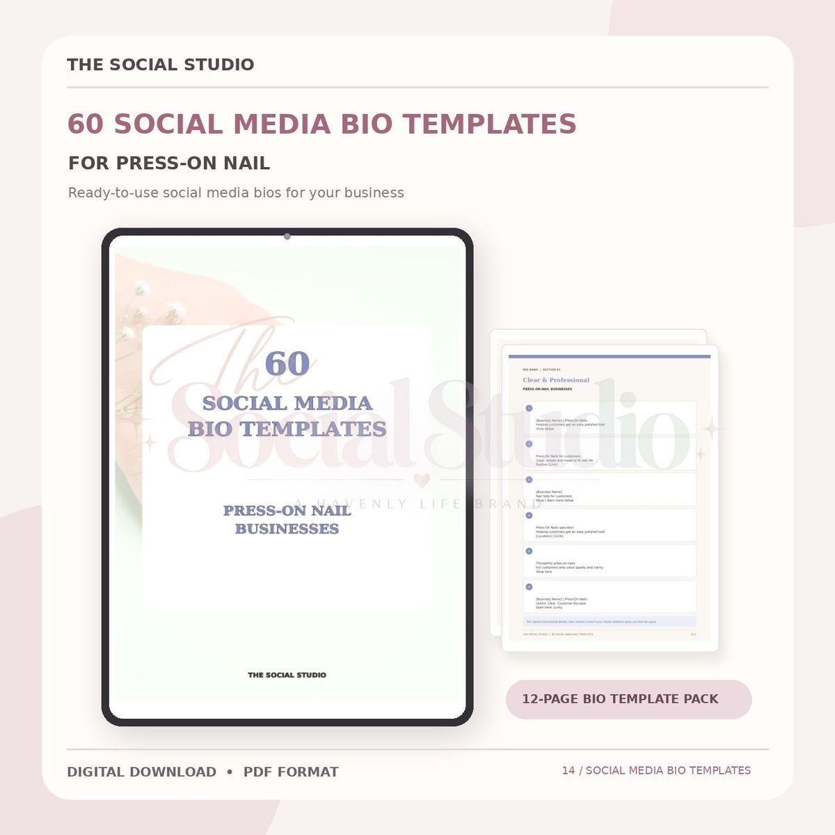 Press-On Nails – Social Media Bio Templates | The Social Studio