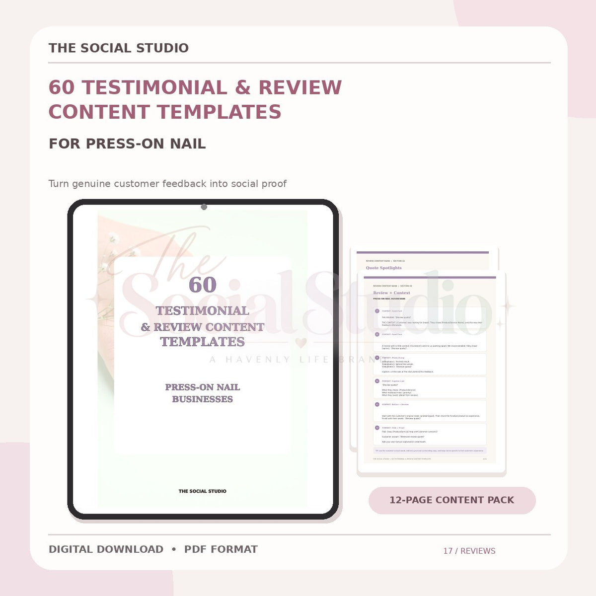 Press-On Nails – Testimonial & Review Content Templates | The Social Studio