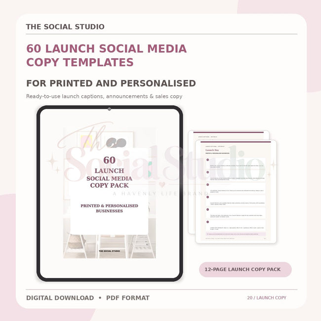 Printed & Personalised – Launch Social Media Copy Pack | The Social Studio