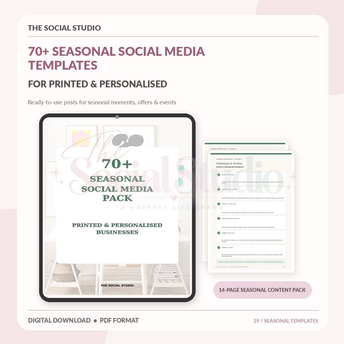 Printed & Personalised – Seasonal Social Media Pack | The Social Studio