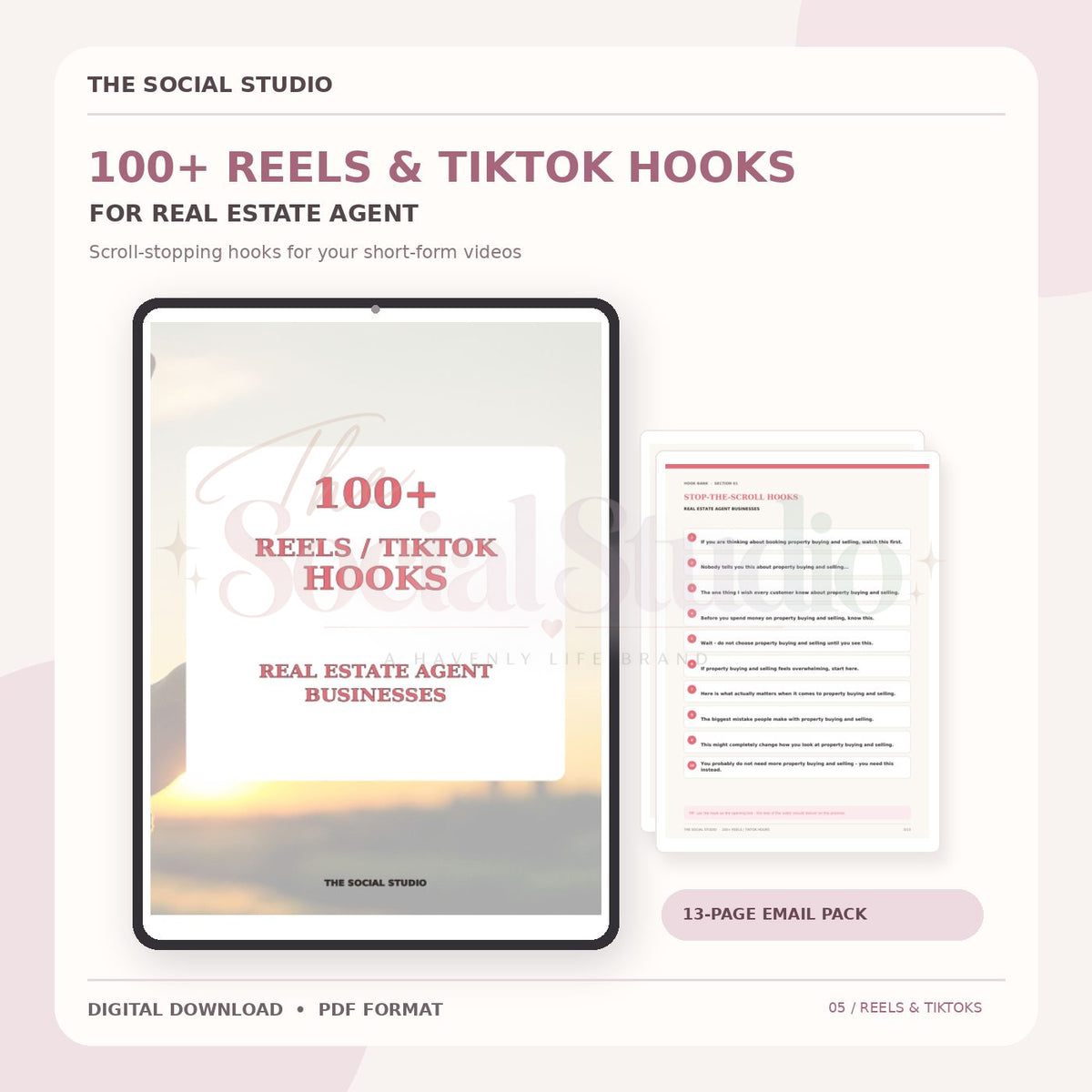 Real Estate – 100+ Reels & TikTok Hooks | The Social Studio