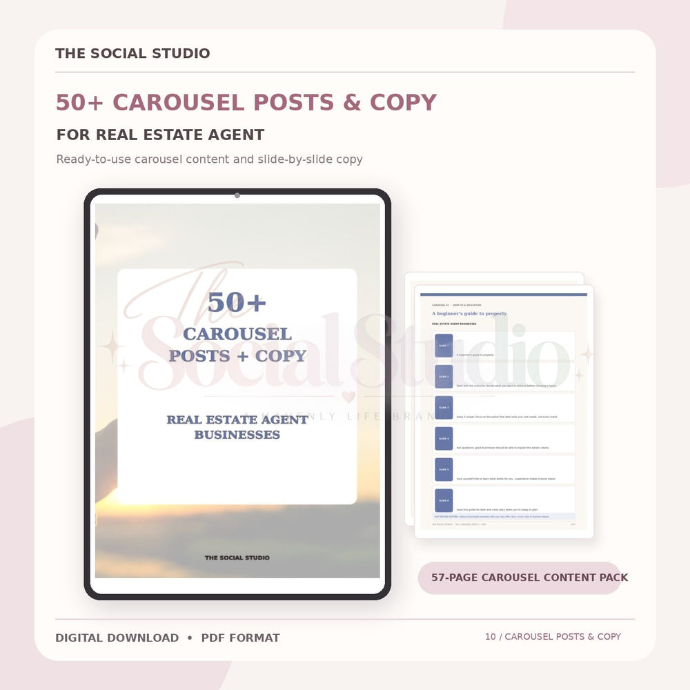 Real Estate – Carousel Ideas & Copy Pack | The Social Studio