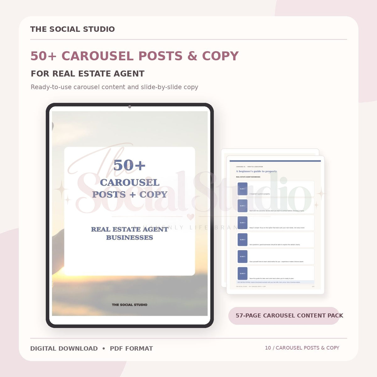 Real Estate – Carousel Ideas & Copy Pack | The Social Studio