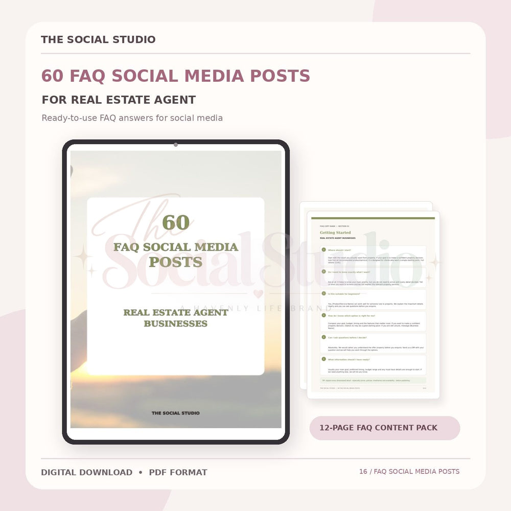 Real Estate – FAQ Social Media Post Pack | The Social Studio