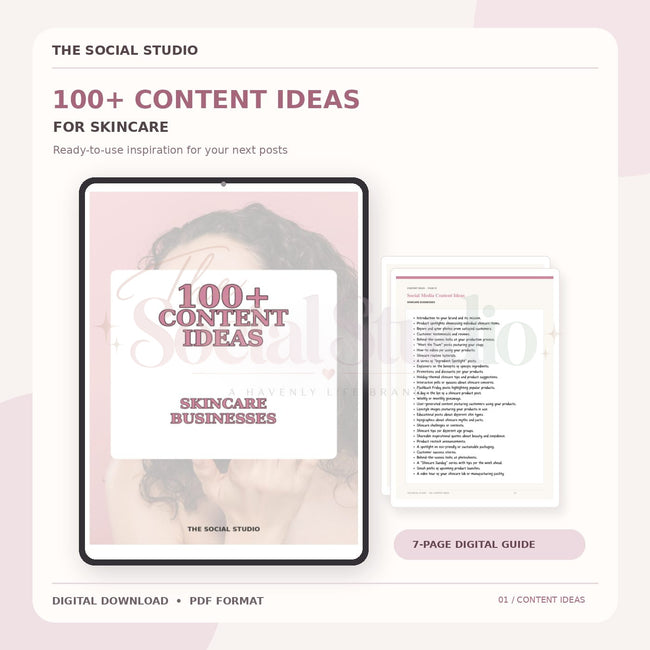 Skincare – Content Ideas Pack | The Social Studio