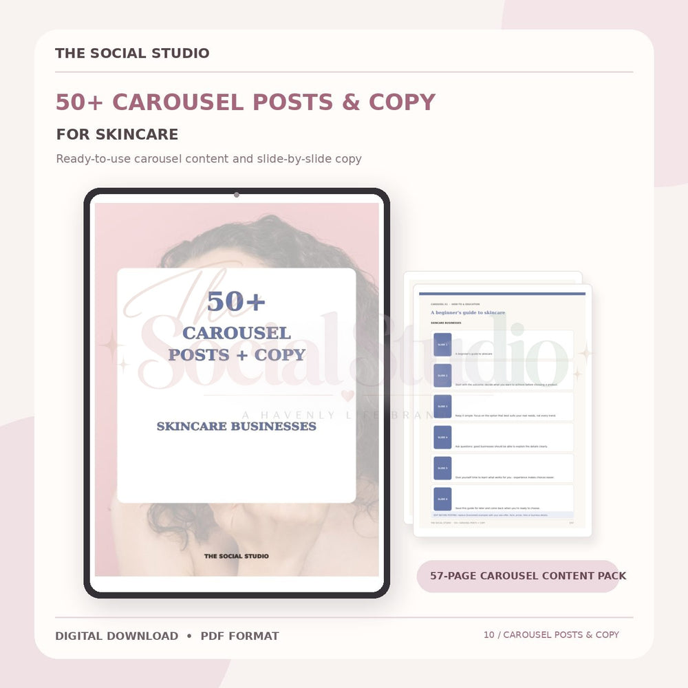 Skincare – Carousel Ideas & Copy Pack | The Social Studio