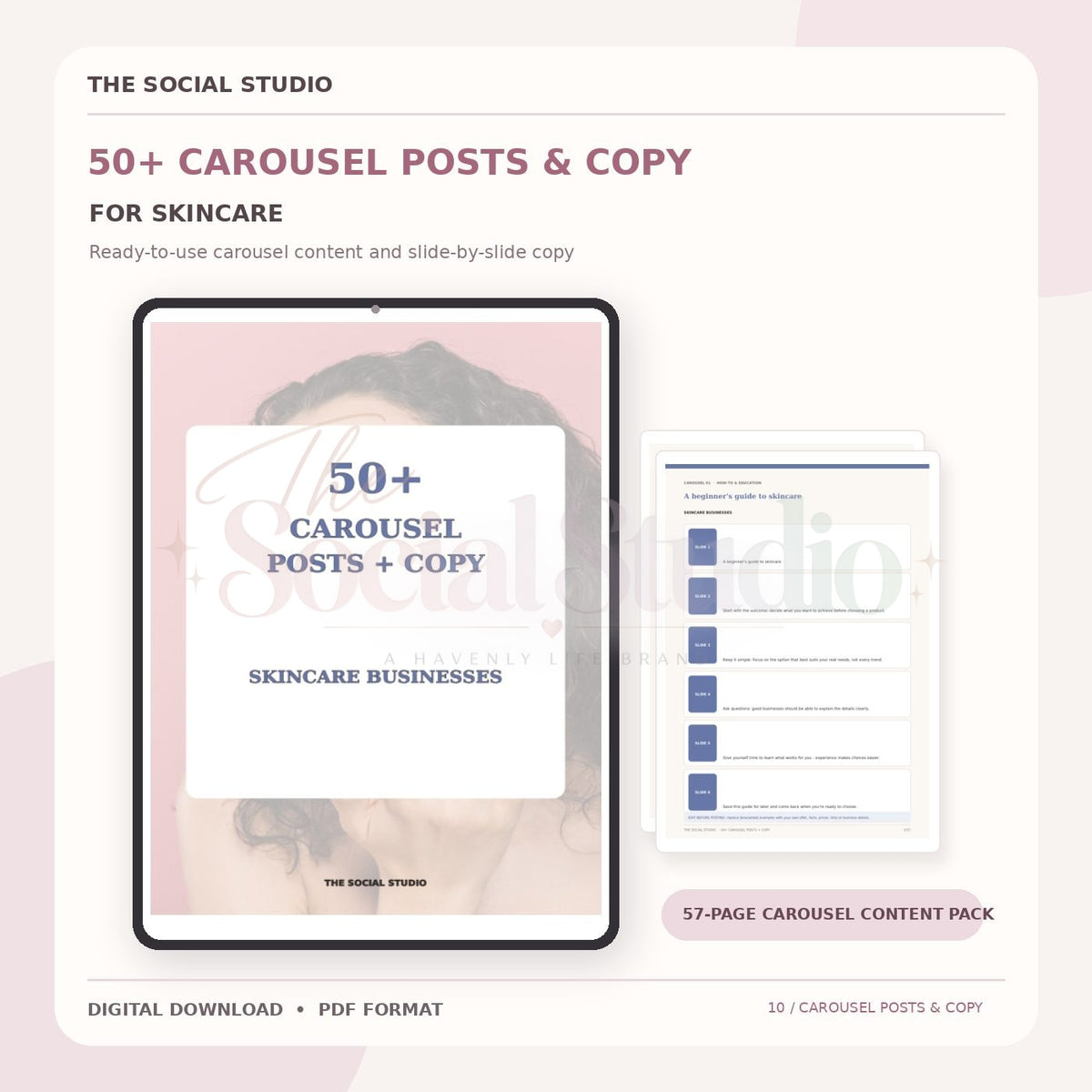 Skincare – Carousel Ideas & Copy Pack | The Social Studio