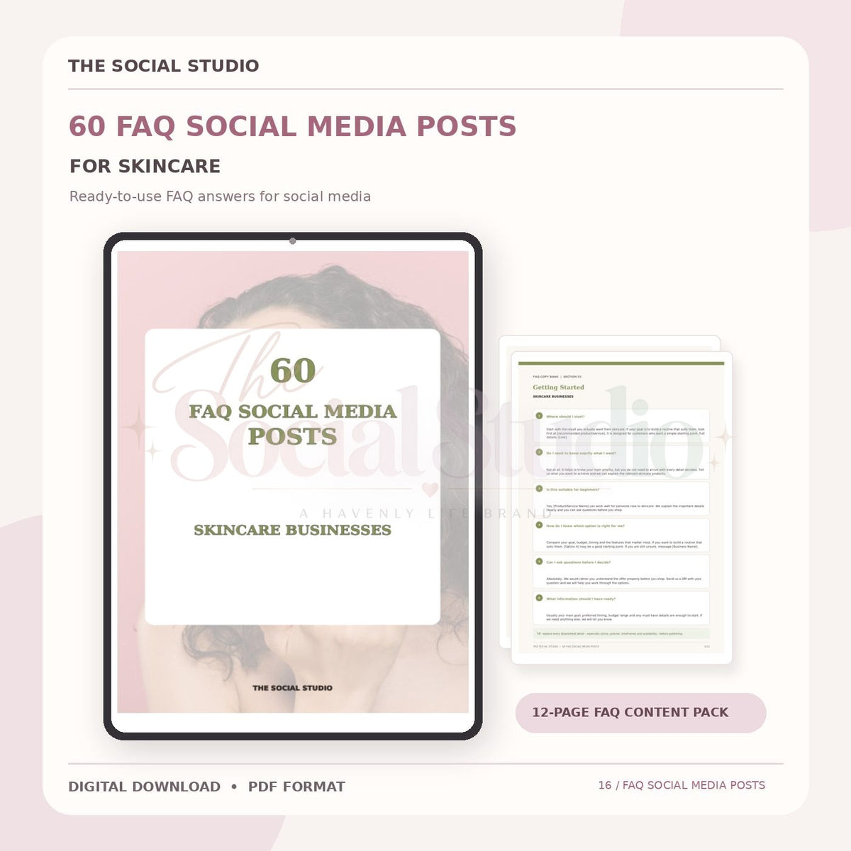 Skincare – FAQ Social Media Post Pack | The Social Studio