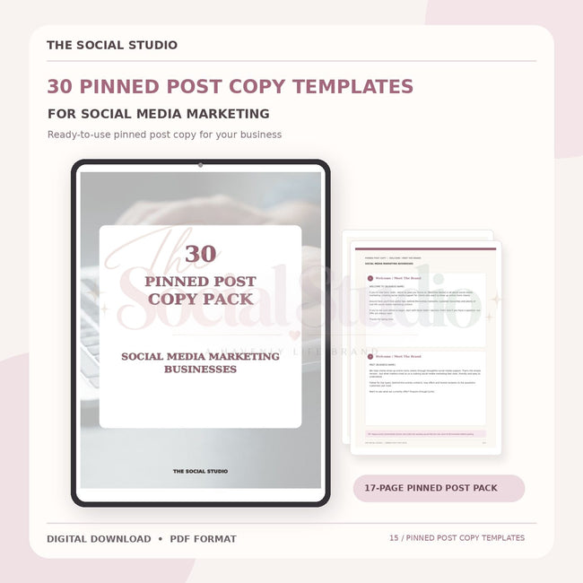 Social Media Marketing – Pinned Post Copy Pack | The Social Studio