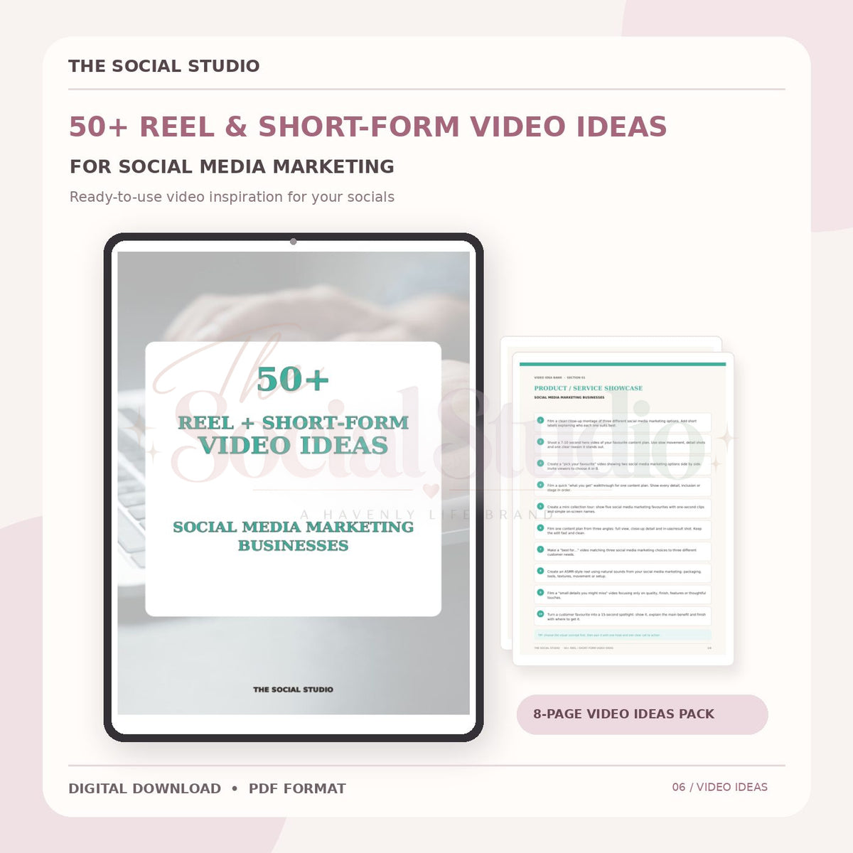 Social Media Marketing – Reels & Short-Form Video Ideas Pack | The Social Studio