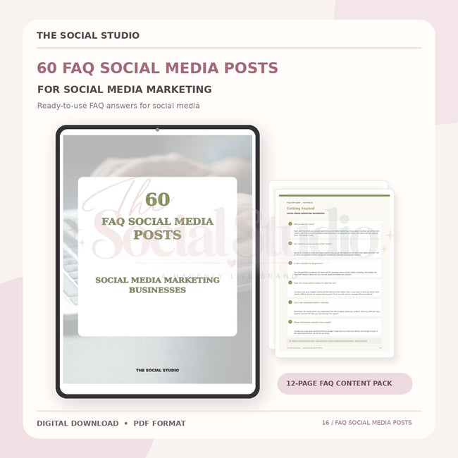 Social Media Marketing – FAQ Social Media Post Pack | The Social Studio