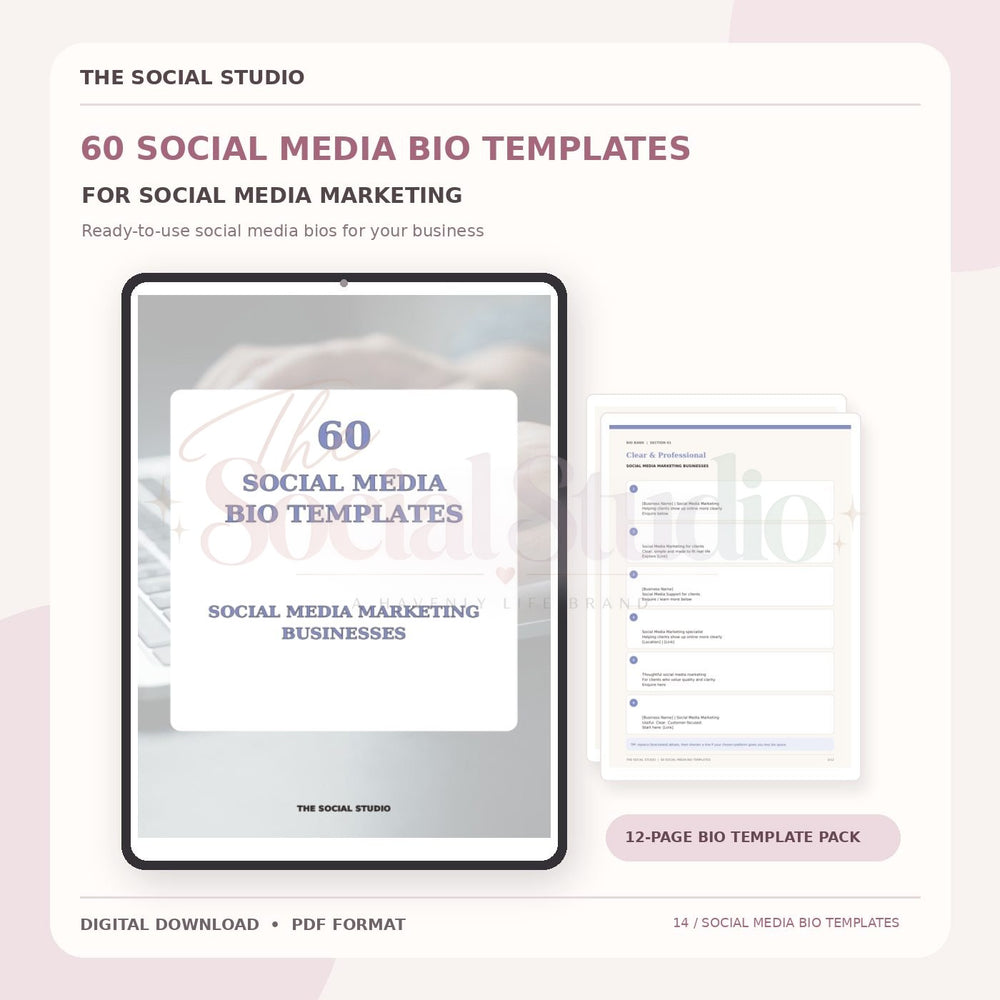 Social Media Marketing – Social Media Bio Templates | The Social Studio