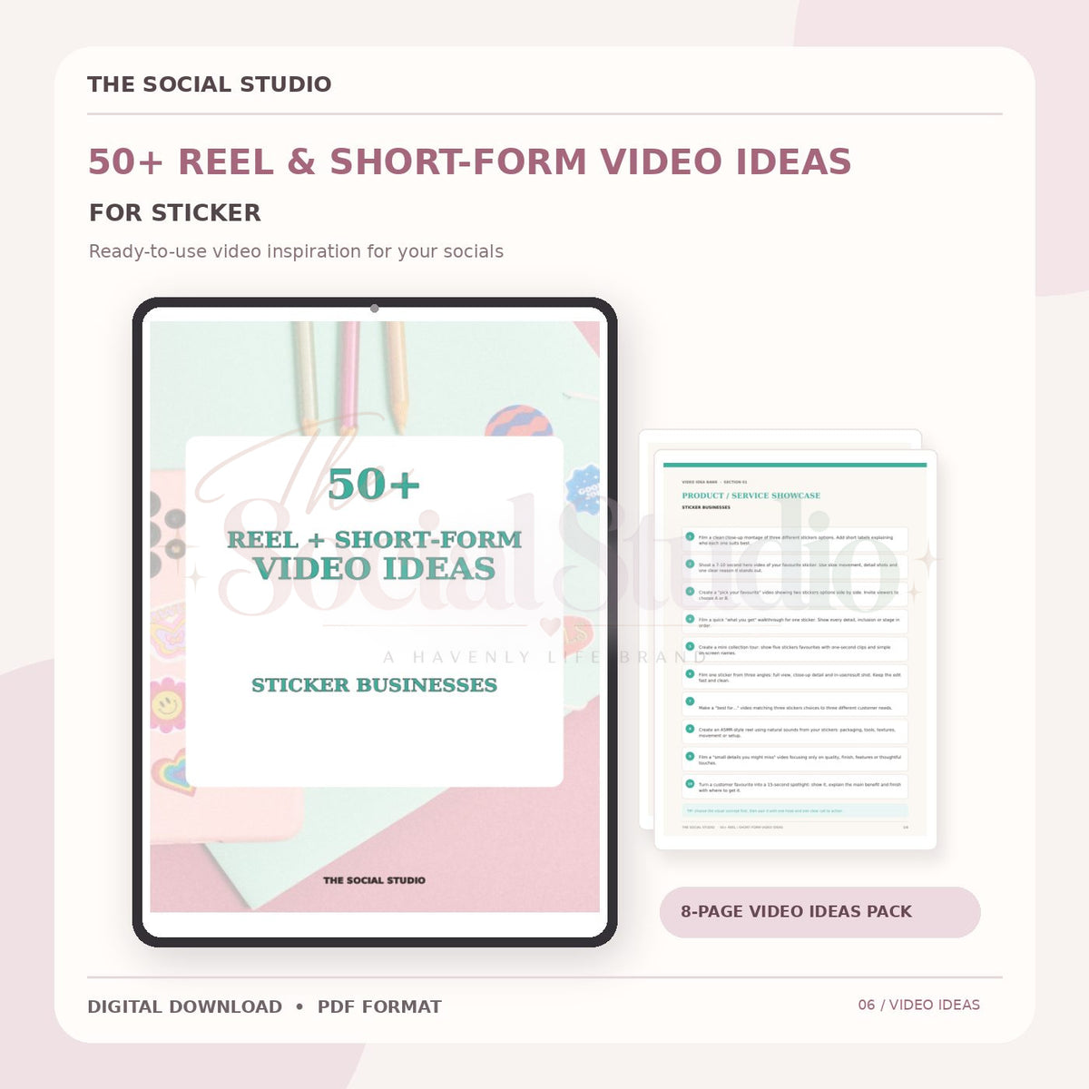 Stickers – Reels & Short-Form Video Ideas Pack | The Social Studio