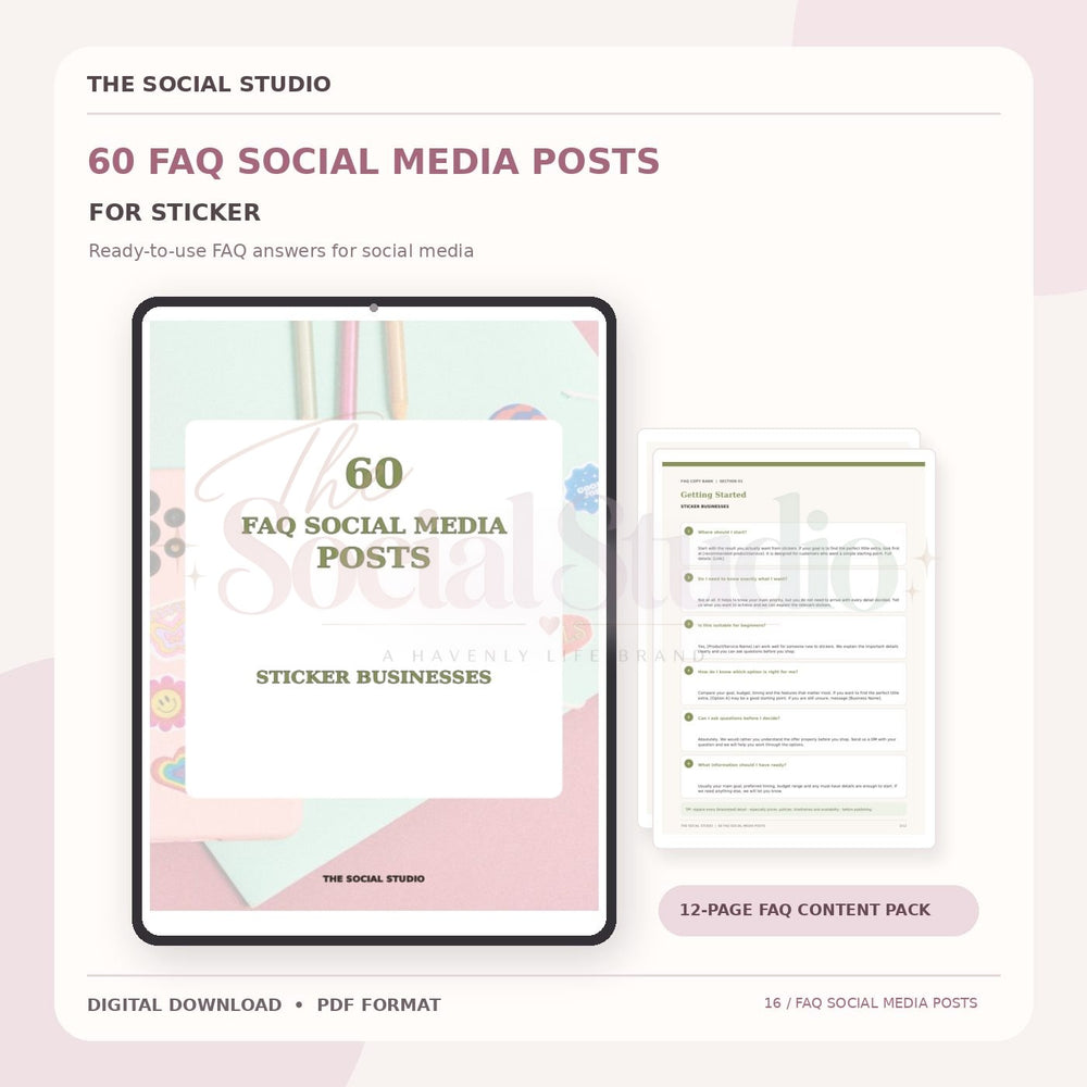 Stickers – FAQ Social Media Post Pack | The Social Studio
