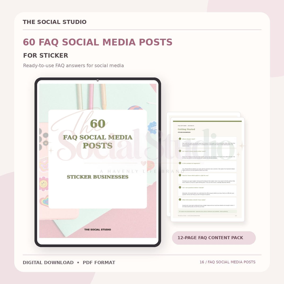 Stickers – FAQ Social Media Post Pack | The Social Studio