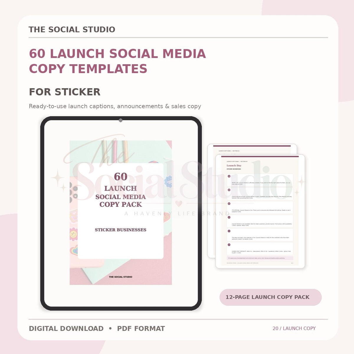 Stickers – Launch Social Media Copy Pack | The Social Studio