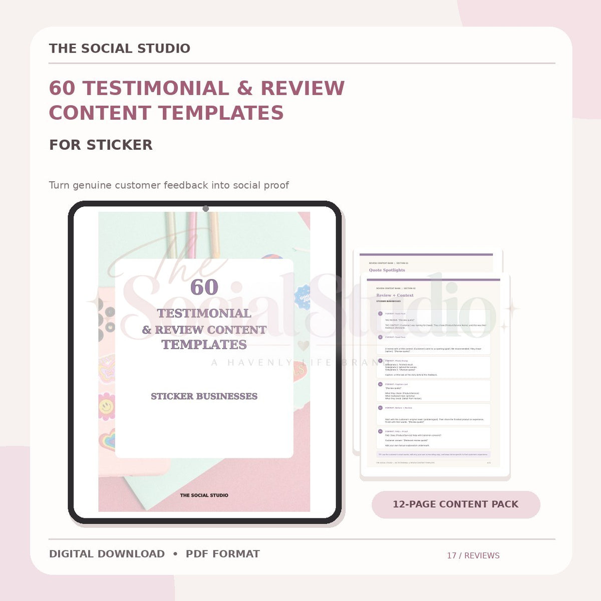 Stickers – Testimonial & Review Content Templates | The Social Studio