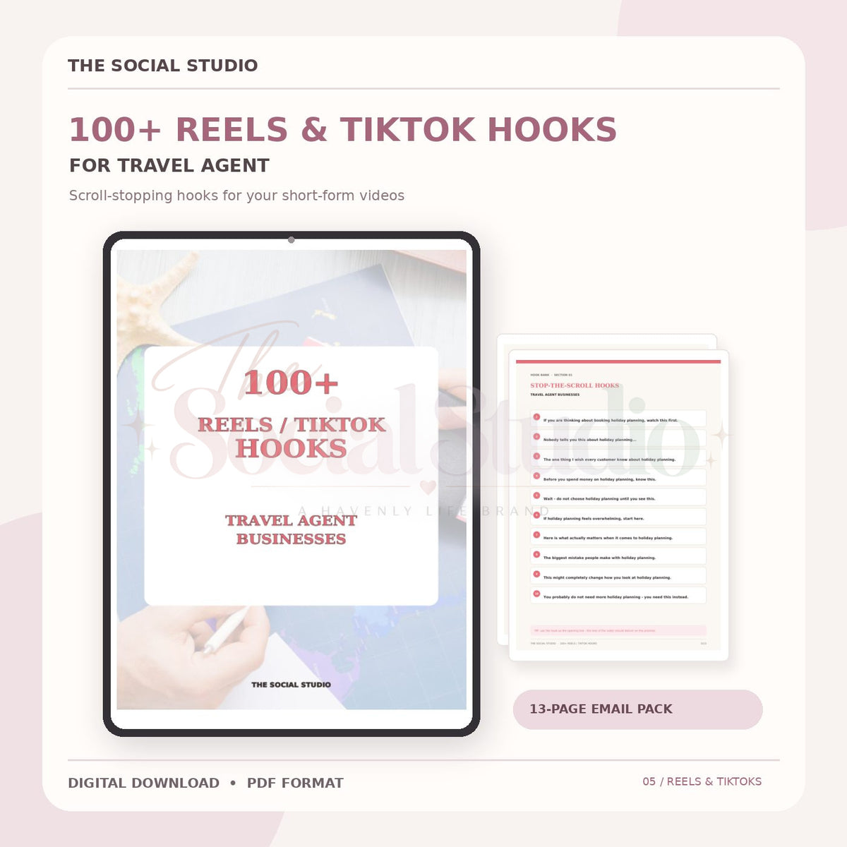 Travel Agents – 100+ Reels & TikTok Hooks | The Social Studio