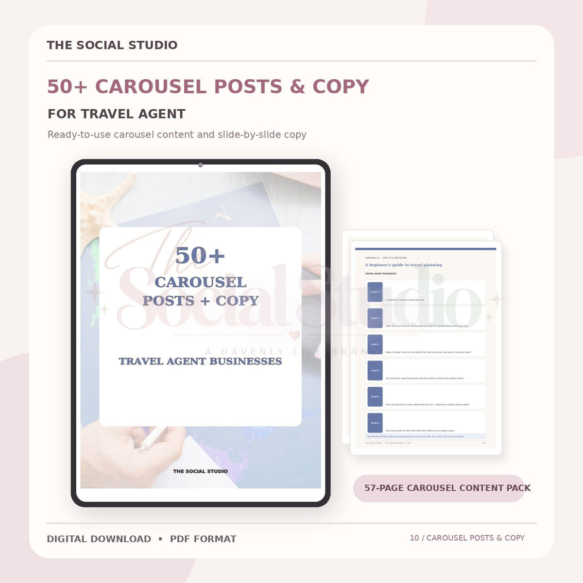 Travel Agents – Carousel Ideas & Copy Pack | The Social Studio