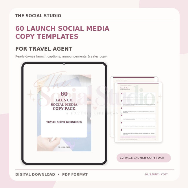 Travel Agents – Launch Social Media Copy Pack | The Social Studio