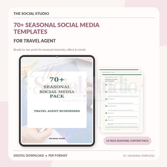 Travel Agents – Seasonal Social Media Pack | The Social Studio
