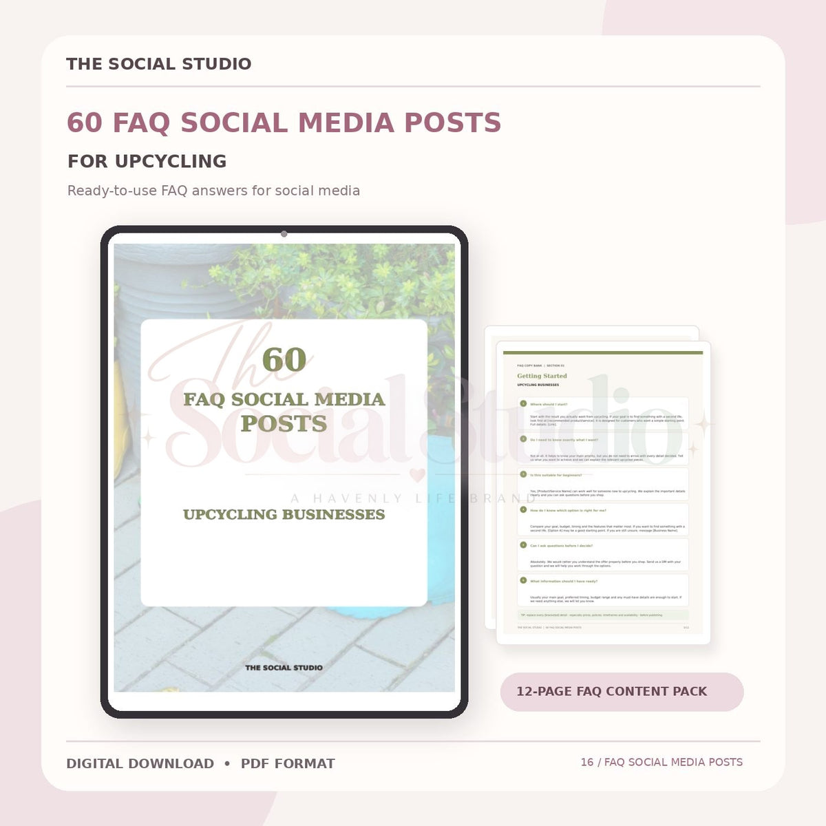 Upcycling – FAQ Social Media Post Pack | The Social Studio
