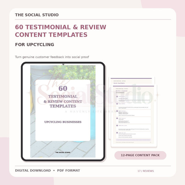 Upcycling – Testimonial & Review Content Templates | The Social Studio