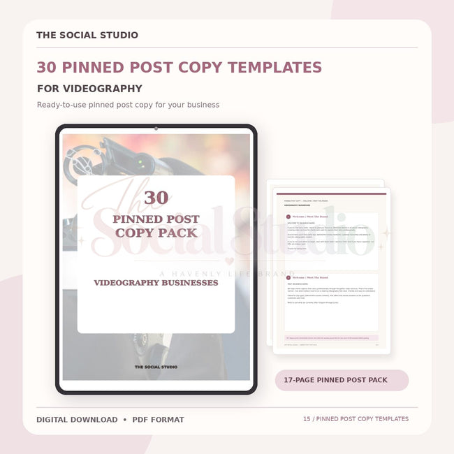 Videography – Pinned Post Copy Pack | The Social Studio