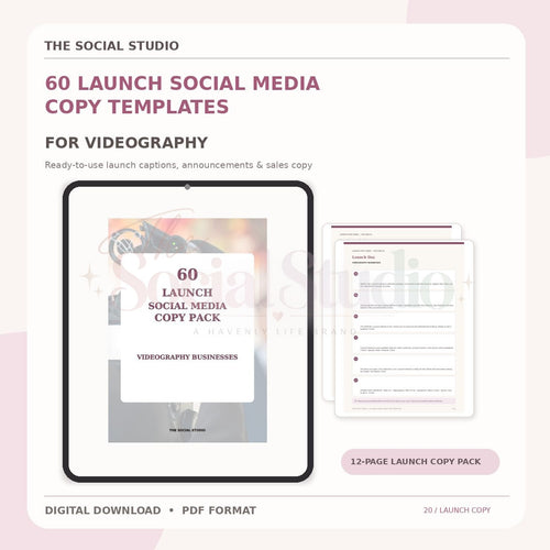 Videography – Launch Social Media Copy Pack | The Social Studio
