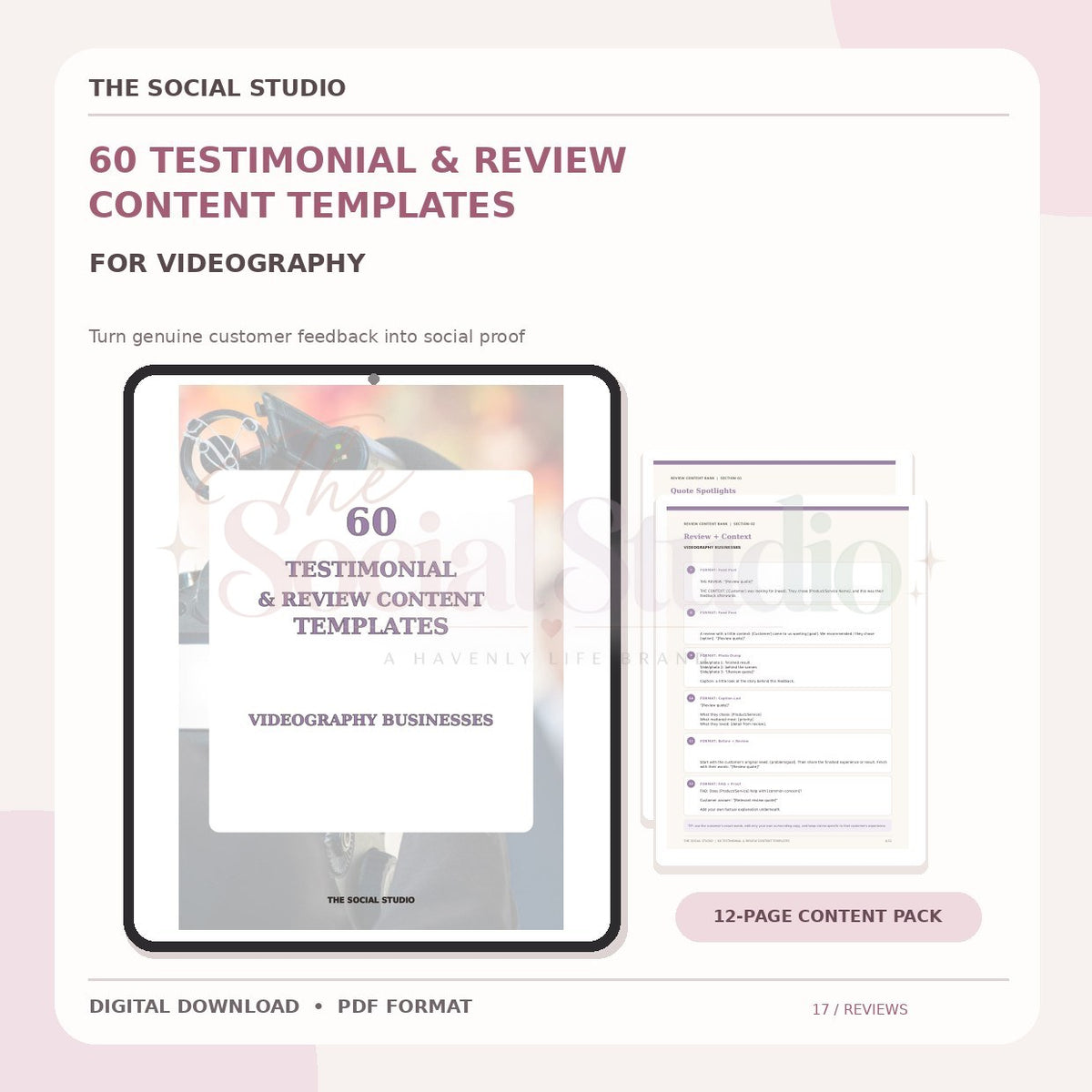 Videography – Testimonial & Review Content Templates | The Social Studio