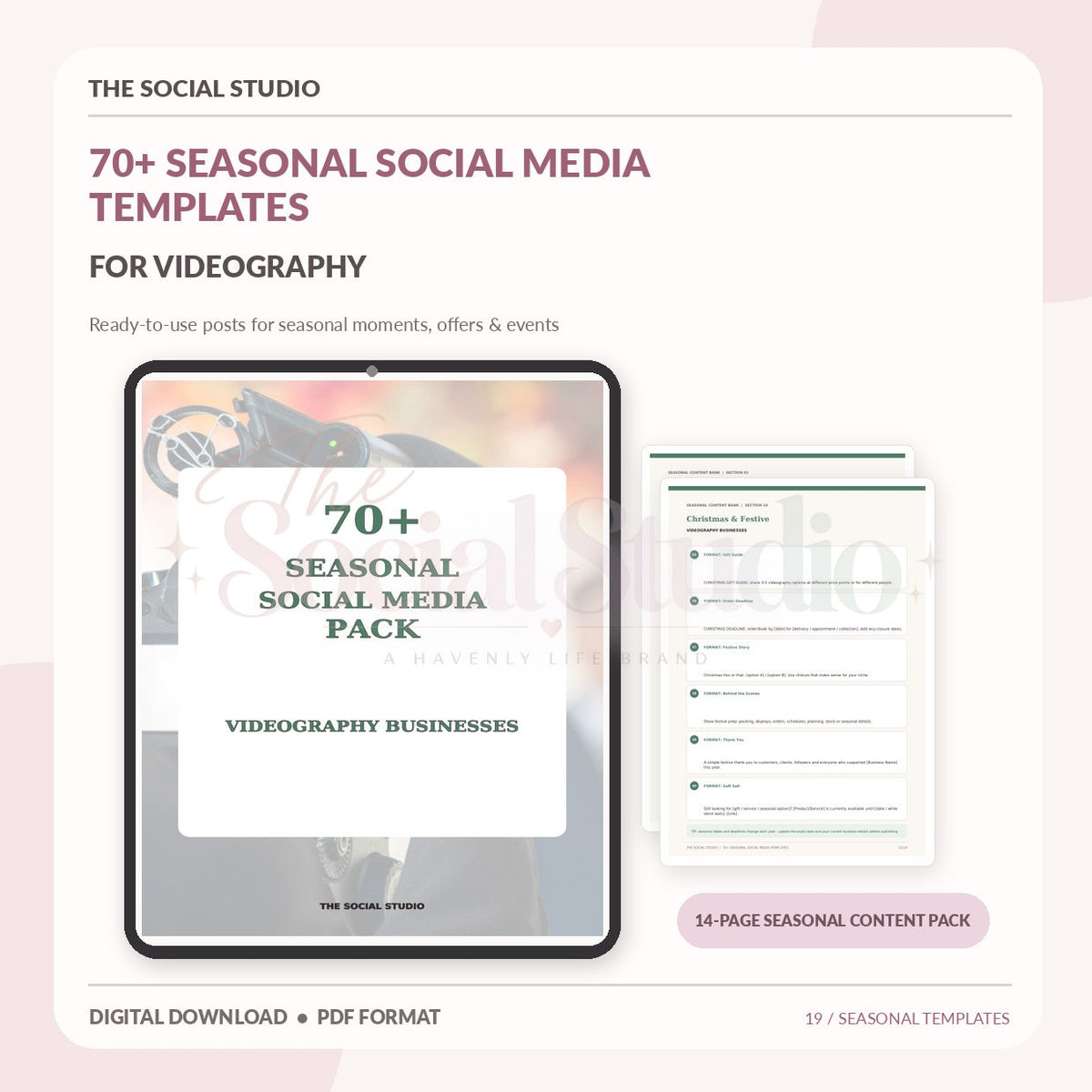 Videography – Seasonal Social Media Pack | The Social Studio