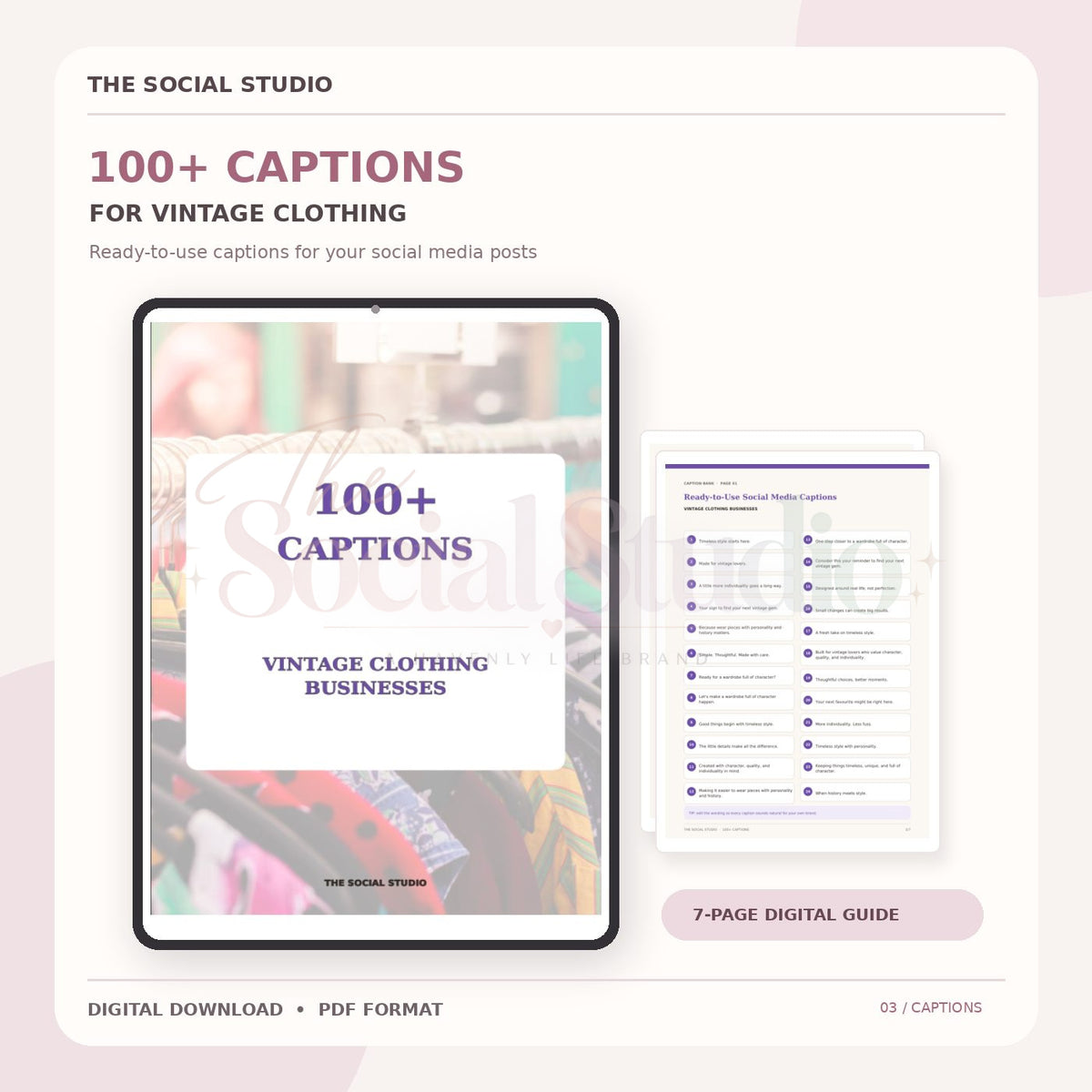 Vintage Clothing – Caption Pack | The Social Studio
