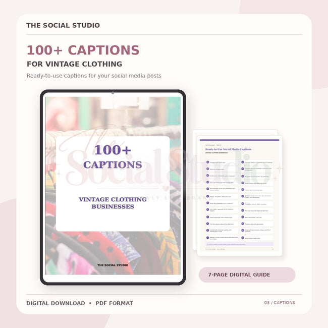 Vintage Clothing – Caption Pack | The Social Studio