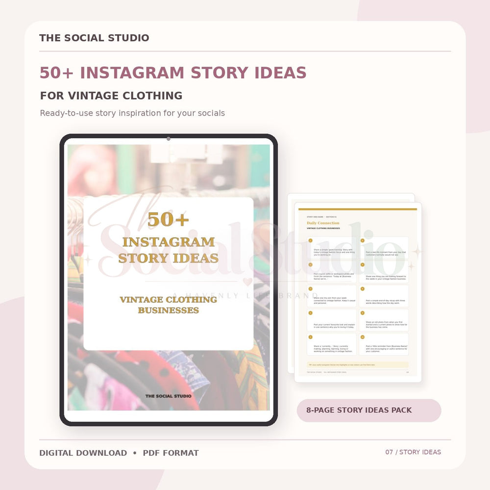 Vintage Clothing – Instagram Story Ideas Pack | The Social Studio