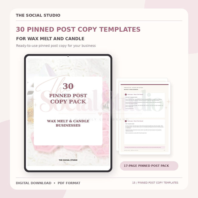 Wax Melts & Candles – Pinned Post Copy Pack | The Social Studio