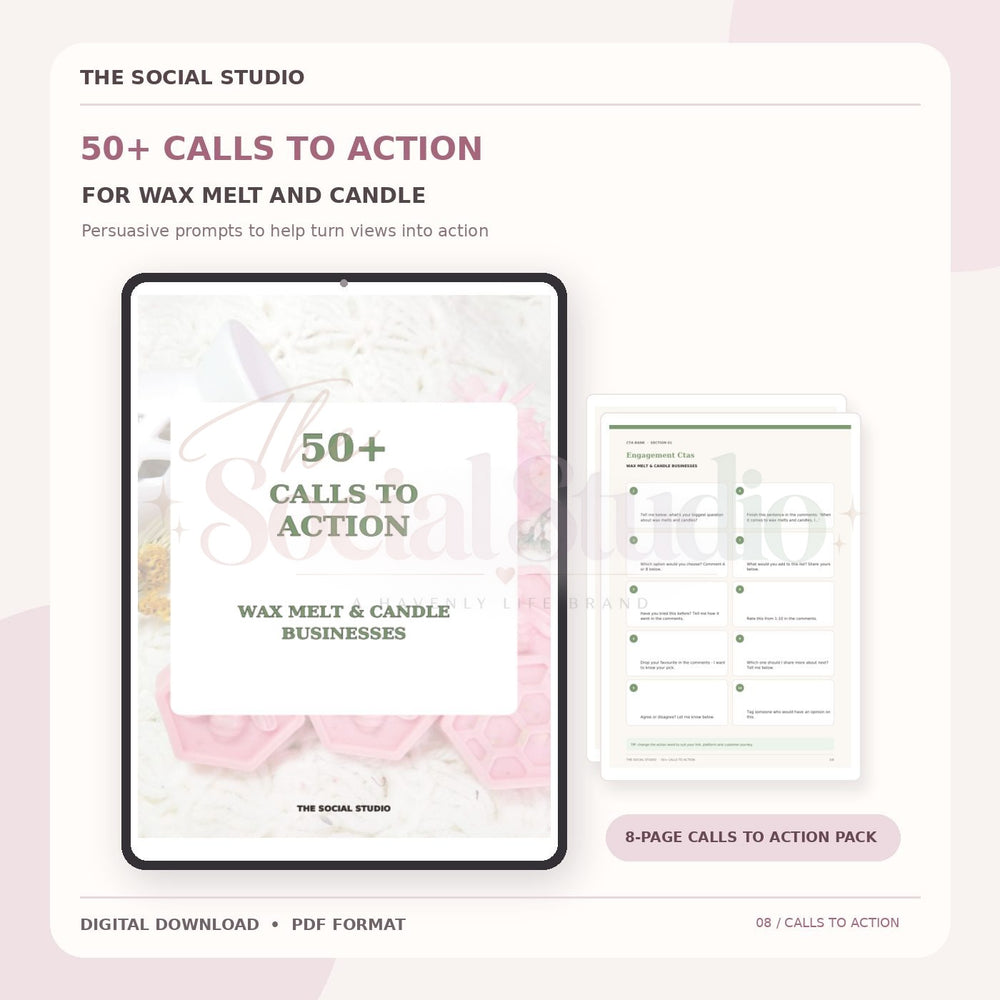 Wax Melts & Candles – Calls to Action Pack | The Social Studio