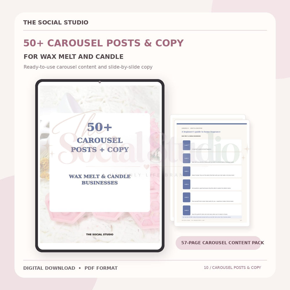 Wax Melts & Candles – Carousel Ideas & Copy Pack | The Social Studio