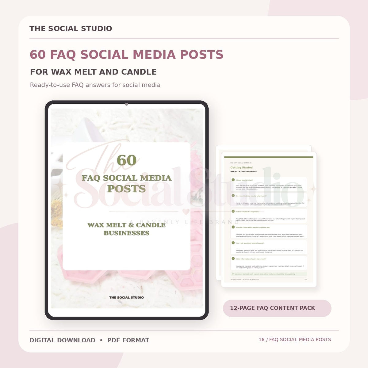 Wax Melts & Candles – FAQ Social Media Post Pack | The Social Studio