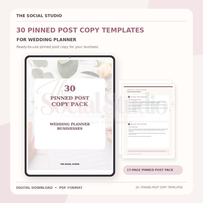 Wedding Planner – Pinned Post Copy Pack | The Social Studio
