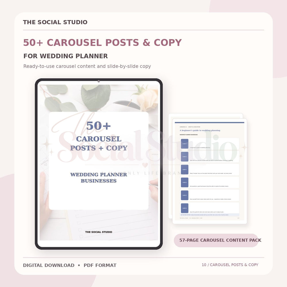 Wedding Planner – Carousel Ideas & Copy Pack | The Social Studio
