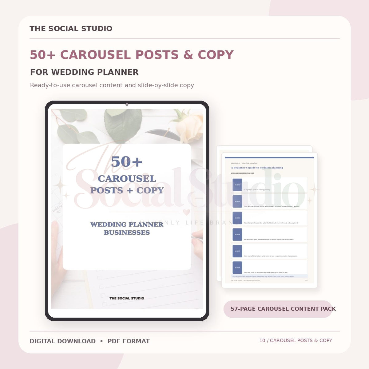 Wedding Planner – Carousel Ideas & Copy Pack | The Social Studio